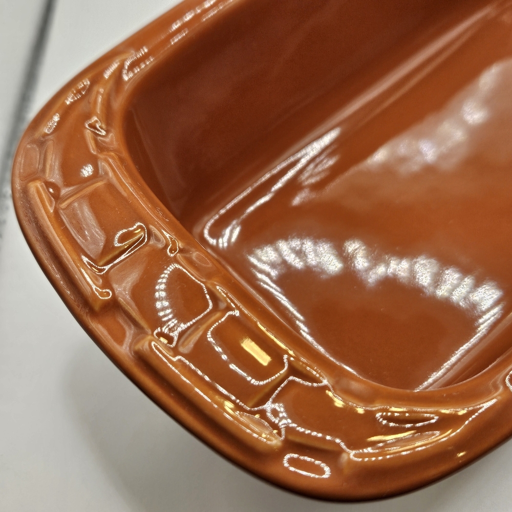 Longaberger Burnt Orange Mini Small Bread Baking Dish with Woven Edge - Picture 2 of 6